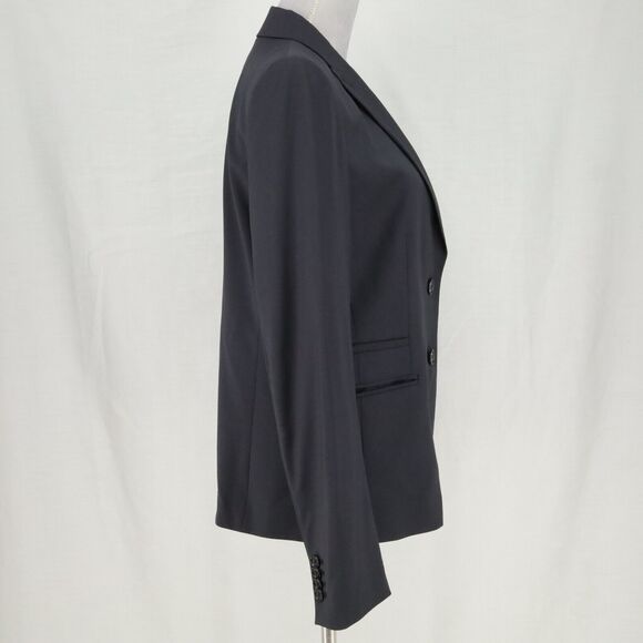 Ann Taylor Jacket Womens 10 Dark Navy Blue Wool Blend Lined Blazer Pockets - Picture 5 of 15